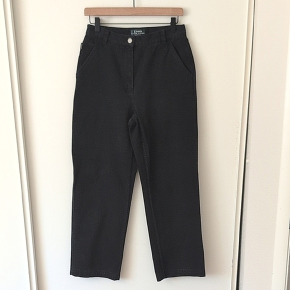 Lauren Ralph Lauren Womens 8P Wide Leg Jeans Black Cotton Baggy Slouchy Preppy - Picture 1 of 7